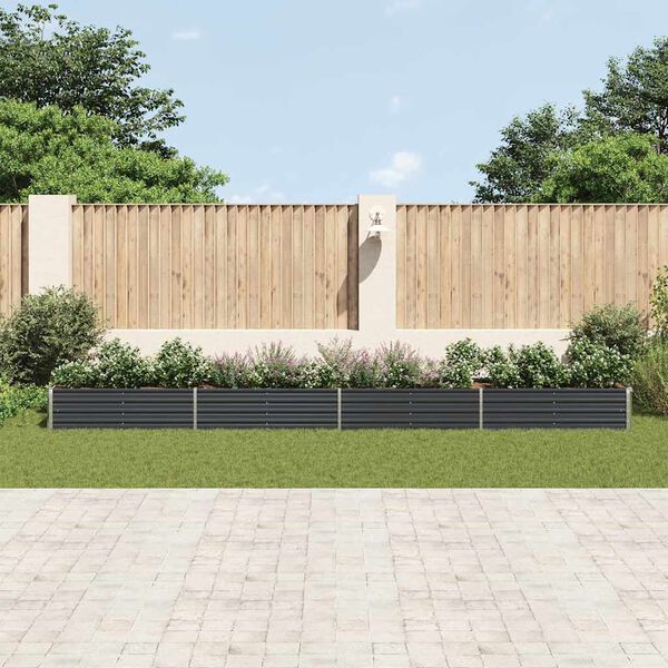 vidaXL Høybed galvanisert stål 600x80x45 cm antrasitt