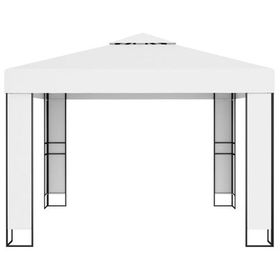 vidaXL Paviljong med dobbelt tak og LED-lysslynge 3x3 m hvit