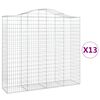 vidaXL Gabionkurver buede 13 stk 200x50x180/200 cm galvanisert jern