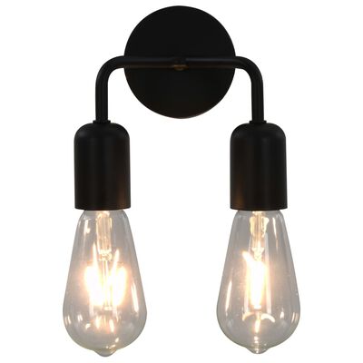 vidaXL Vegglampe med glødelyspære 2 W svart E27