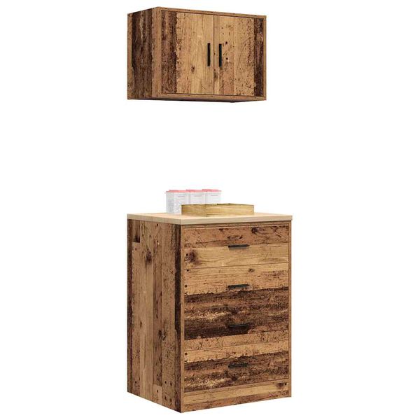 vidaXL Garasjeskap 2 stk gammelt tre konstruert tre