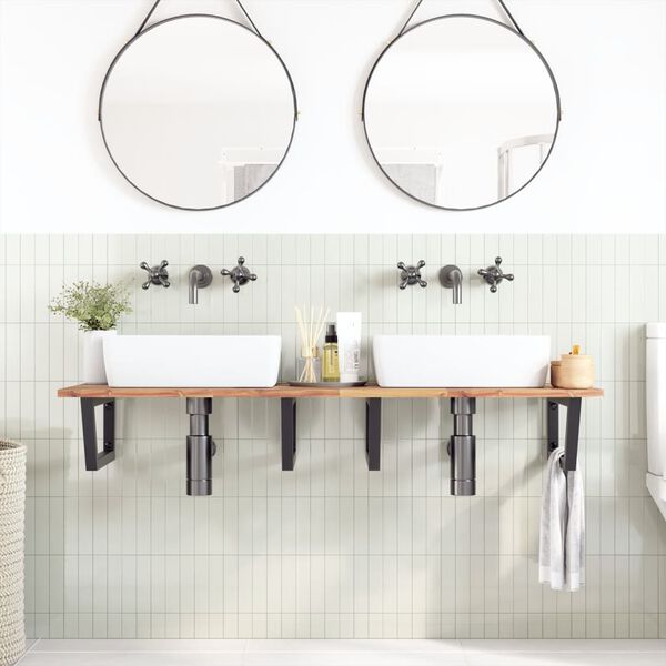 vidaXL Servanthylle veggmontert st&aring;l og heltre akasie