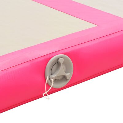 vidaXL Oppblåsbar gymnastikkmatte med pumpe 700x100x10 cm PVC rosa