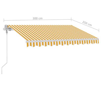 vidaXL Frittstående automatisk markise 300x250 cm gul og hvit