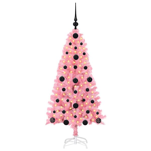 vidaXL Juletre med 150 LED med stativ Rosa 120 cm PVC