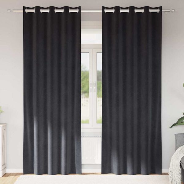 vidaXL Blendingsgardiner 2 pcs M&oslash;rkegr&aring; 140 x 245 cm Fl&oslash;yel