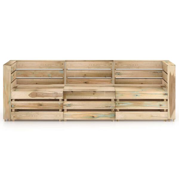 vidaXL Hagesofa 3 seter impregnert furu gr&oslash;nn