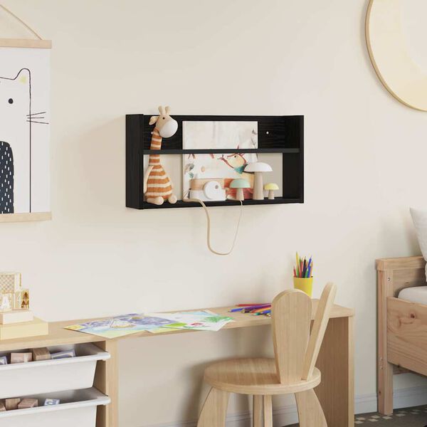 vidaXL Magasinreol med hylle Svart Eik 60 x 12 x 30 cm Konstruert tre