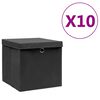 vidaXL Oppbevaringsbokser med deksler 10 stk 28x28x28 cm svart