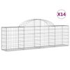 vidaXL Gabionkurver buede 14 stk 200x30x60/80 cm galvanisert jern
