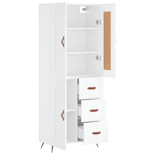 vidaXL Highboard hvit 69,5x34x180 cm konstruert tre