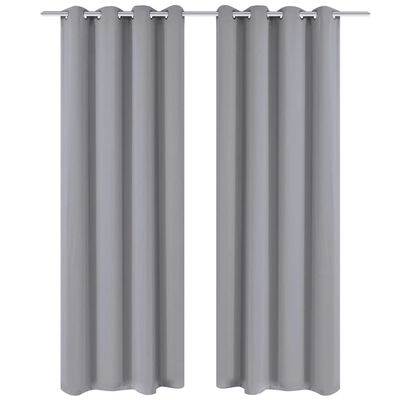 vidaXL Lystette gardiner 2 stk med metallmaljer 135x175 cm grå