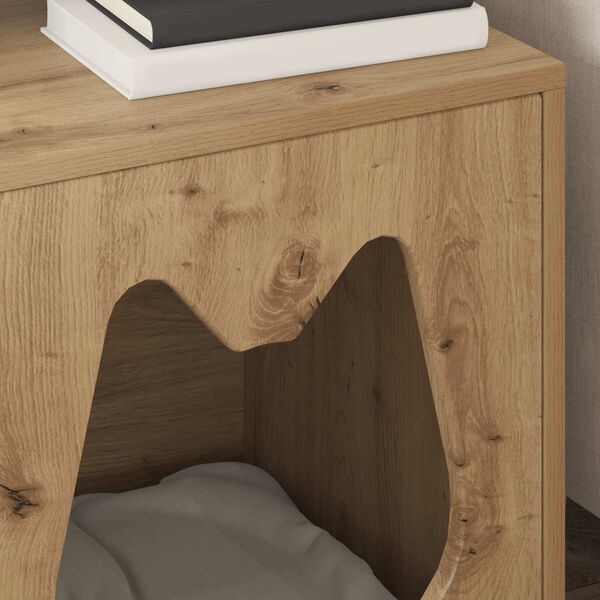 vidaXL Katt Hus Kunstnerisk Eik 42,5 x 40 x 53,5 cm Konstruert tre