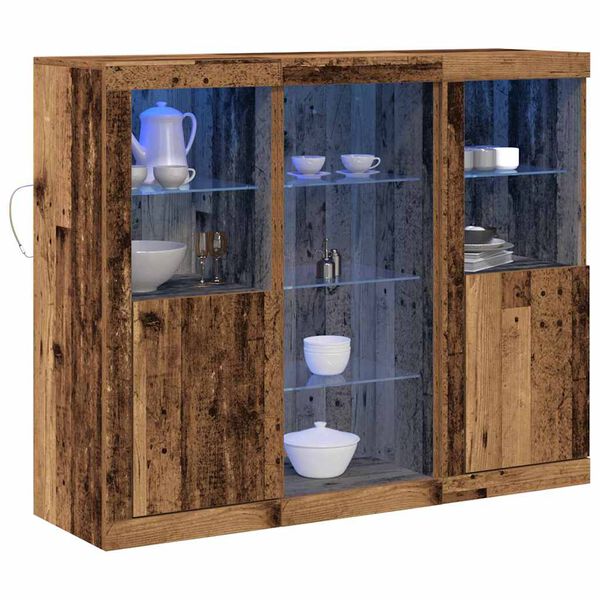 vidaXL LED sideboard Gammelt tre 123 x 37 x 100 cm Konstruert tre