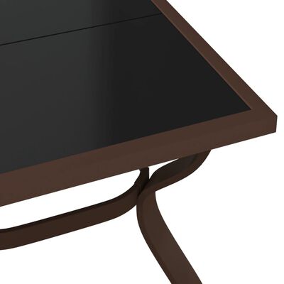 vidaXL Hagebord brun og svart 140x70x70 cm stål og glass