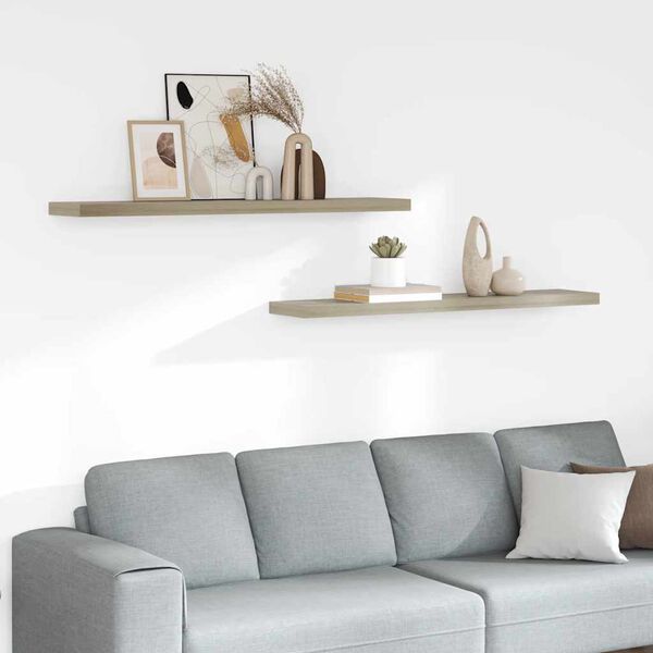 vidaXL Flytende vegghyller 2 stk eik 120x23,5x3,8 cm MDF
