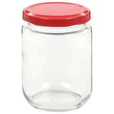 vidaXL Syltetøyglass med røde lokk 48 stk 230 ml