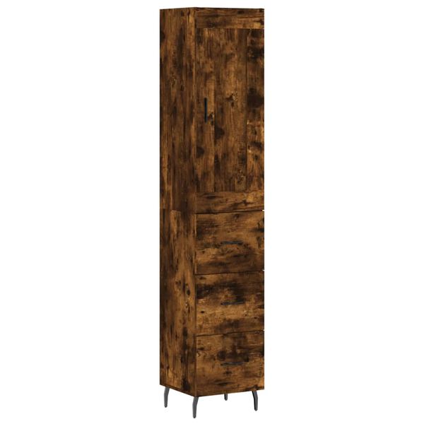 vidaXL Highboard r&oslash;kt eik 34,5x34x180 cm konstruert tre