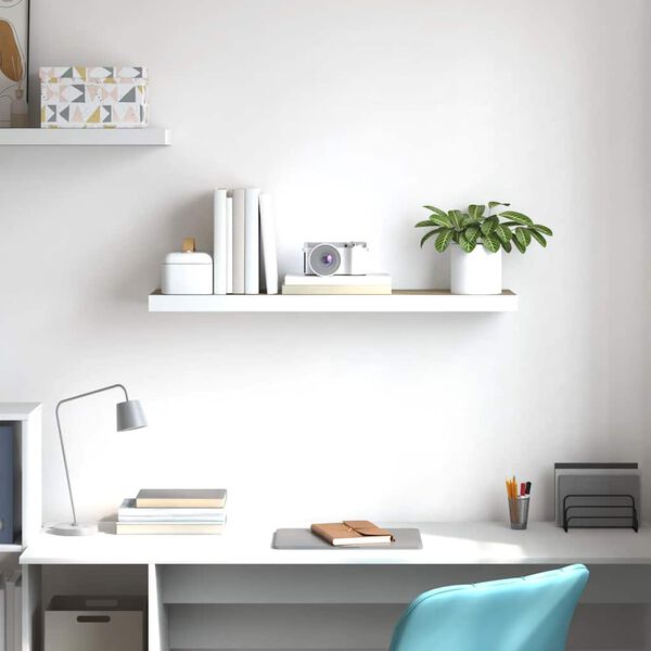 vidaXL Flytende vegghylle eik og hvit 90x23,5x3,8 cm MDF