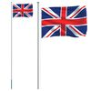 vidaXL Britisk flagg og stang 6,08 m aluminium