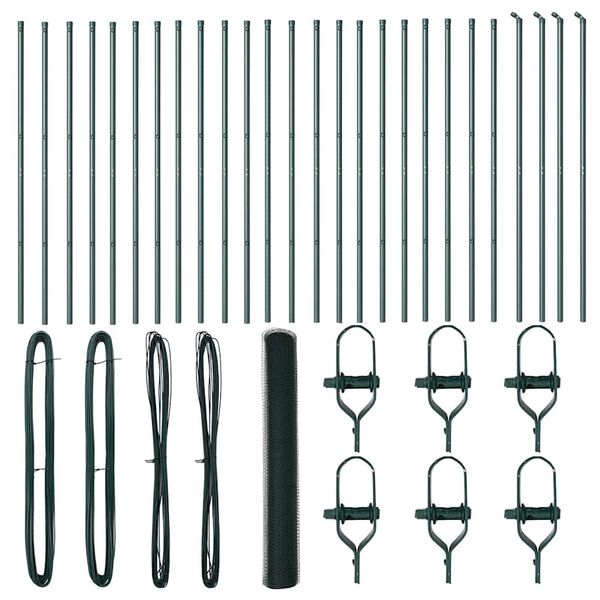 vidaXL Gjerdepåle grønn 50 x 1 m (25 mm nett) Stål og PVC