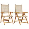 vidaXL Klappstoler 2 stk. beige heltre akasie og polyrotting