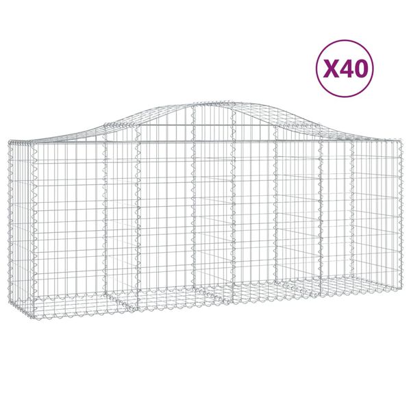 vidaXL Gabionkurver buede 40 stk 200x50x80/100 cm galvanisert jern