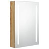 vidaXL LED-speilskap til bad eik 50x13x70 cm