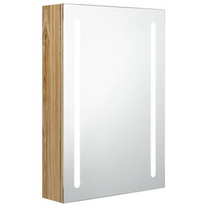 vidaXL LED-speilskap til bad eik 50x13x70 cm