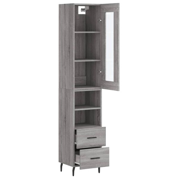 vidaXL Highboard gr&aring; sonoma 34,5x34x180 cm konstruert tre