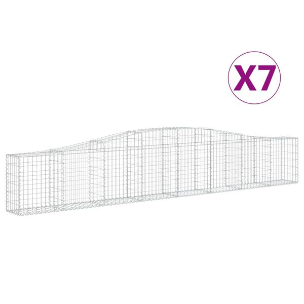 vidaXL Gabionkurver buede 7 stk 400x30x60/80 cm galvanisert jern