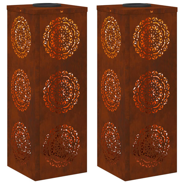 vidaXL Solenergi LED stibelys 2 pcs Corten St&aring;l Corten St&aring;l