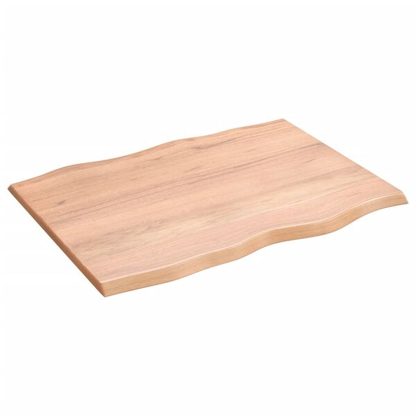 vidaXL Bordplate lysebrun 80x60x2cm behandlet heltre eik naturlig kant