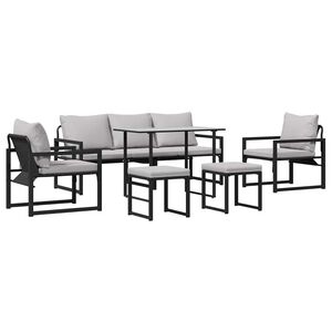 vidaXL Hagesofa Set 6 pcs Svart Stål