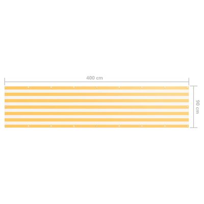 vidaXL Balkongskjerm hvit og gul 90x400 cm oxfordstoff