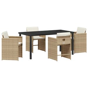vidaXL Hage Spisegruppe 5 pcs Beige polyrotting