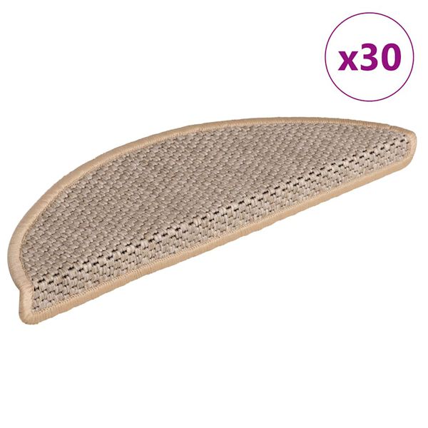 vidaXL Selvklebende trappematter sisal 30 stk 56x17x3 cm lysebeige