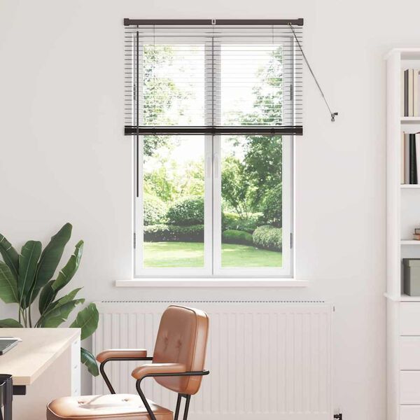 vidaXL Vindu Persienne med gardiner Svart Aluminium