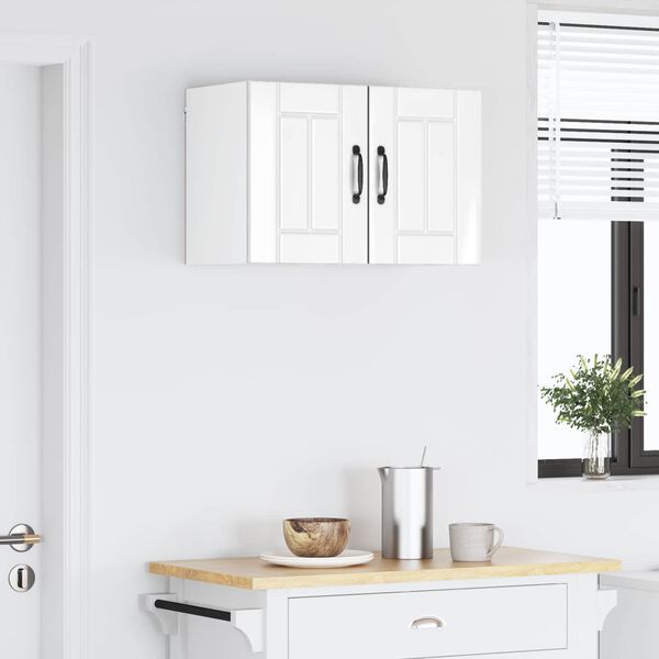 vidaXL Kj&oslash;kkenskap Lucca 2 pcs H&oslash;gglans hvit 30 x 31 x 40 cm