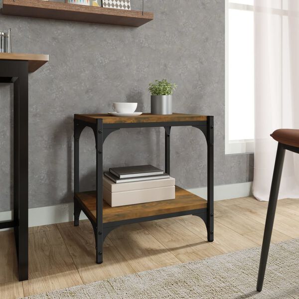 vidaXL TV-benk røkt eik 40x33x41 cm konstruert tre og stål