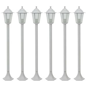 vidaXL Hagelyktestolpe E27 110 cm 6 stk aluminium hvit