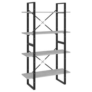 vidaXL Bokhylle 4 niv&aring;er betonggr&aring; 80x30x140 cm konstruert tre