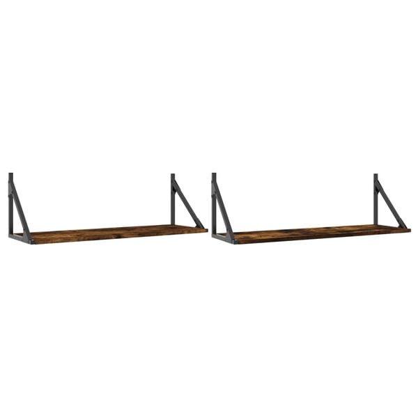 vidaXL Vegghyller 2 stk r&oslash;kt eik 80x25x25,5 cm konstruert tre