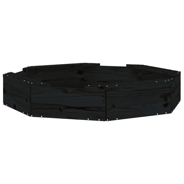 vidaXL Sandkasse med seter svart &aring;ttekantet heltre furu