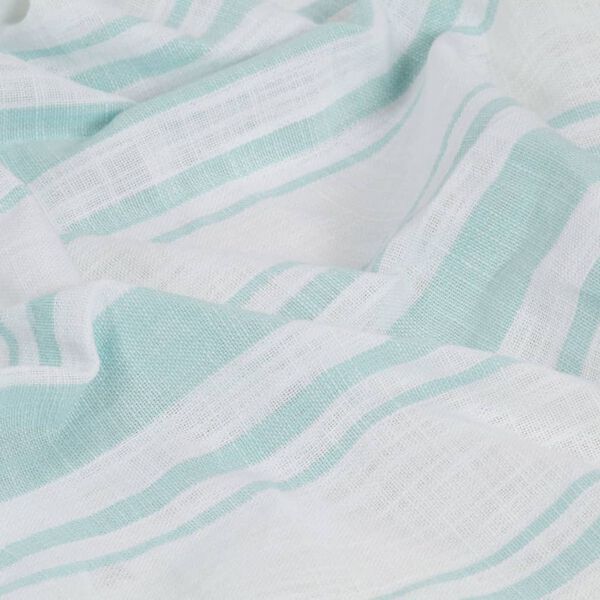 vidaXL Gardiner med metallringer 2 stk bomull 140x225 cm bl&aring; striper