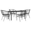 vidaXL Hagespisegruppe 5 deler svart polyrotting glass