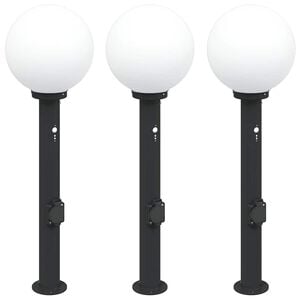 vidaXL Pullertlamper med sensor og stikkontakt 3 stk 80 cm svart IP44