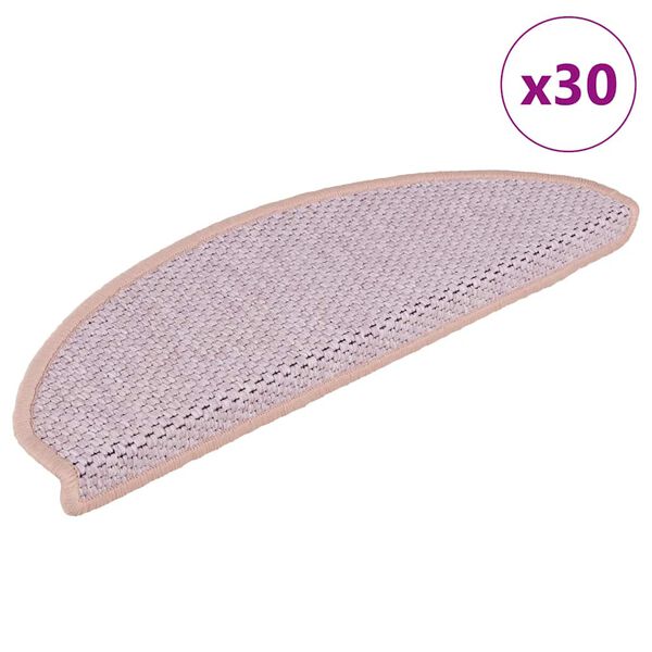 vidaXL Selvklebende trappematter sisal 30 stk 56x17x3 cm rosa