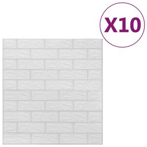 vidaXL 3D-tapet murstein selvklebende 10 stk hvit