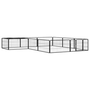 vidaXL Hundegrind med 12 paneler svart 100x50 cm pulverlakkert st&aring;l